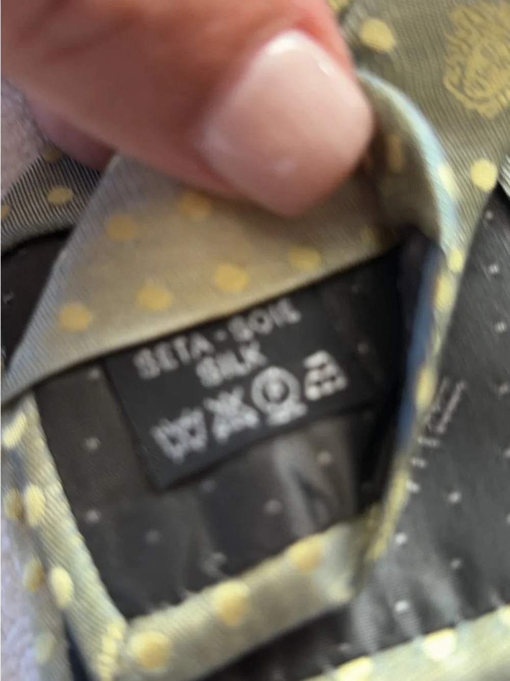 Versace light green Tie with Gold Polka Dot Pattern